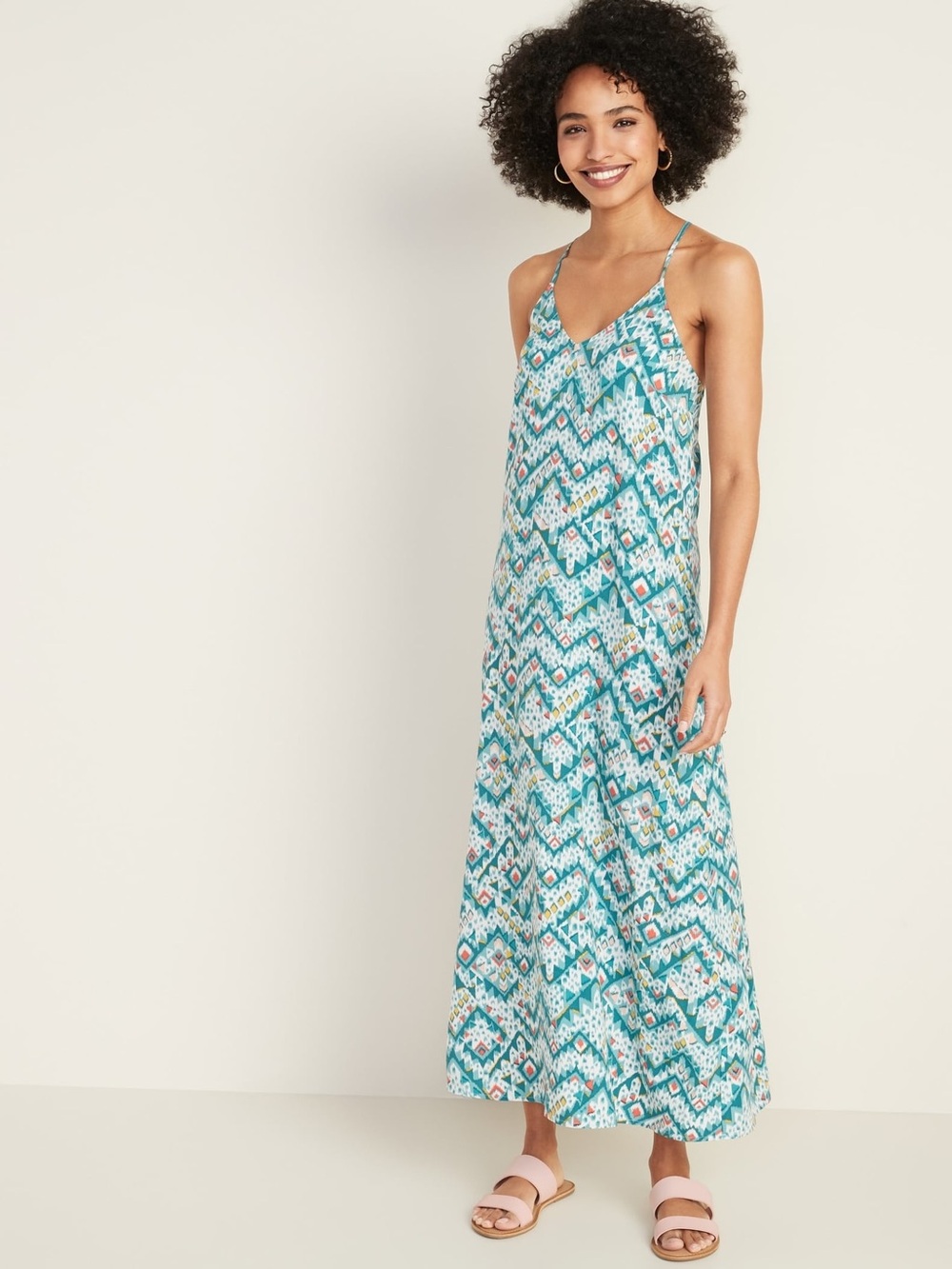 Old Navy Sleeveless V-neck Maxi Dress Multi Small